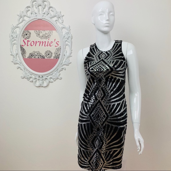 Bisou Bisou ,Michele Bohbot | Black Sequin Dress - Picture 3 of 8